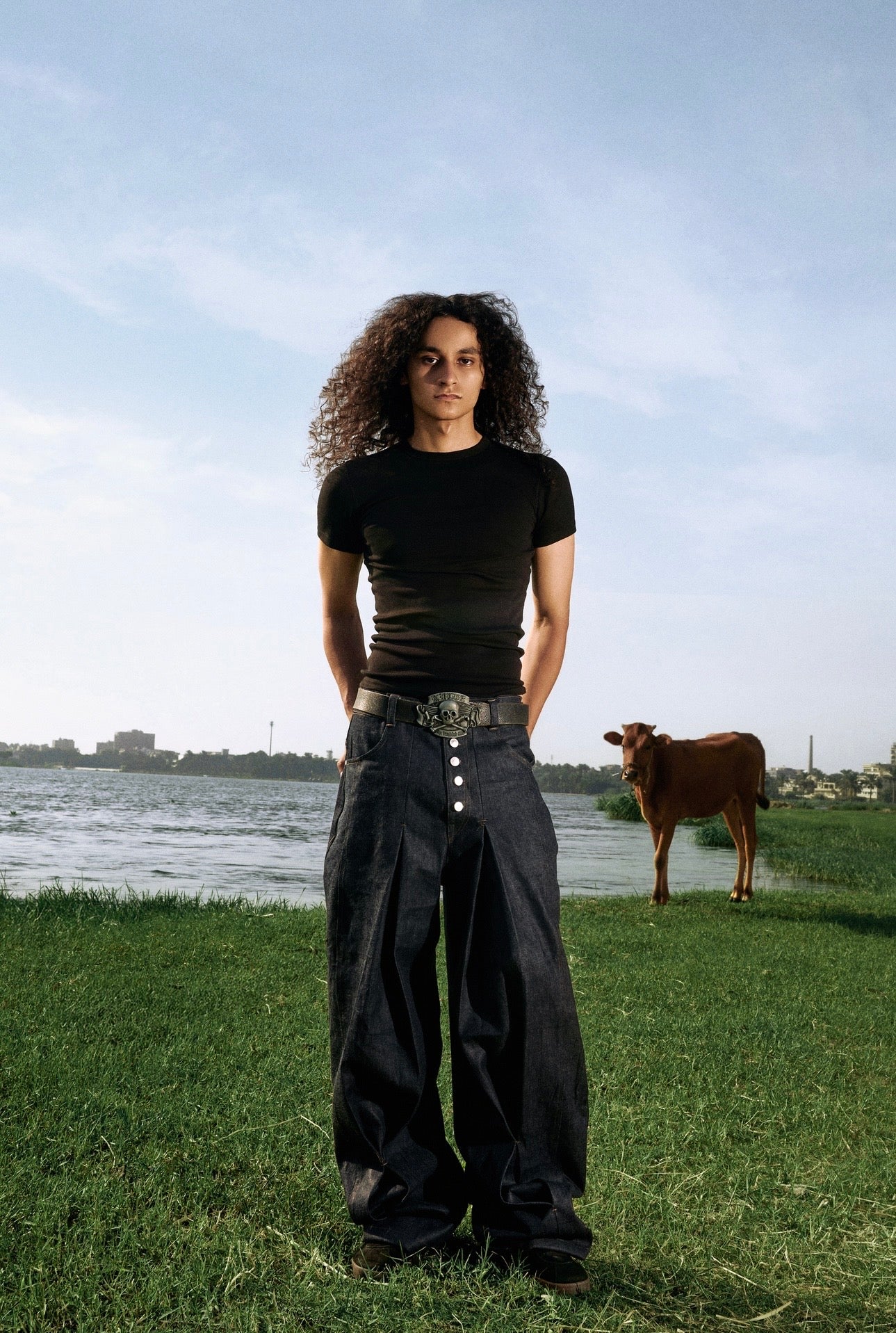 Pleated Denim pants